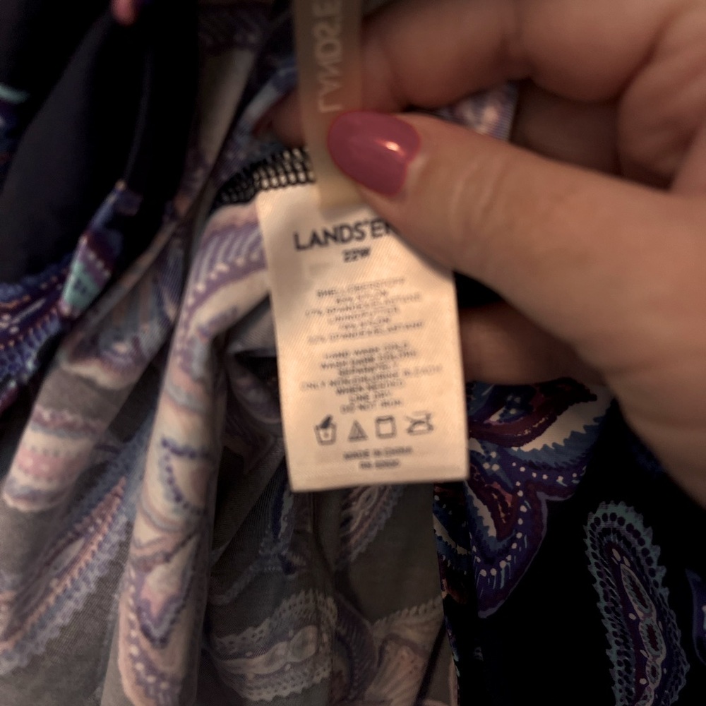 Lands' End Purple Floral Swim Tank Top - Picture 3 of 4